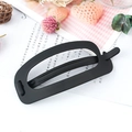 Minimalist black matte square hollow hair clip for half-up ponytail styles - Black