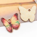 Bunter Schmetterlingsanhänger mit Emaille-Verlauf und goldener Basis für DIY-Schmuck - Bedruckter Schmetterling (18x19 mm-SN19055)