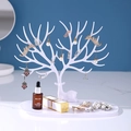 White deer antler jewelry display stand with base tray for earrings and rings - White