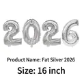 Silver 2026 number balloons in 16 inch foil set for New Year party decoration - 16" / Chubby Silver