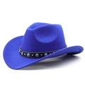 Royal blue western cowboy hat with turquoise beads and silver studs on black band - M(56-58CM) Adjustable / Sapphire Blue