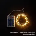10M 100LED warm white copper wire fairy lights with transparent AA battery box - Copper Wire Light / 10m 100-LED Battery Box