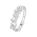 Eleganter Ring aus S925 Sterlingsilber mit Baguette- und runden Zirkon-Steinen besetzt - US 5 / Weißgold