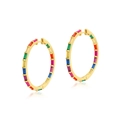 Orecchini a cerchio arcobaleno con gemme colorate e finitura in argento S925 dorato - Argento Sterling S925 (Zirconia Arcobaleno) / Stile Cerchio d'Oro
