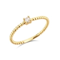 Anillo de cuentas minimalista en plata S925 dorada con piedra de circón blanco - US 6 / Oro de 18K Piedra Redonda