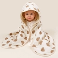 Detail of soft 4-layer cotton gauze baby hooded towel with cute brown bear prints - Bear Head Print