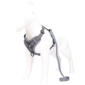 Grey mesh dog harness vest with leash set featuring adjustable straps and metal D-ring - Gray