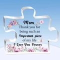 Transparent acrylic puzzle plaque for Mother's Day with floral design and loving message - Mom Gradient Blue Style (Q62)