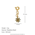 18K Gold Stainless Steel Heart Spring Clasp Pendant with Green Stone, 25.7mm size - Green Gemstone Rectangular Style (N2896)