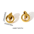 Detail showing dimensions of vintage gold twisted knot stud earrings in stainless steel - E0734 (Gold/Interlocking Ring Knot)