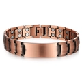 Men's magnetic therapy link bracelet in antique bronze finish with copper material - Bracelet 13 (Bronze/Brushed Plate)