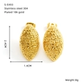 Detailed spec sheet showing 18k gold plated stainless steel hammered earrings size 2.4cm - Floral Embossed (S-E493)