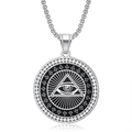 Silver stainless steel Freemason Eye of Providence pendant necklace with white zircon - Steel / Silver Tone Pendant Only (Without Chain)