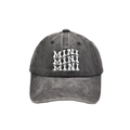 Vintage washed gray baseball cap featuring white MINI letter embroidery for kids outdoor wear. - Kids Style(MINI) / Black