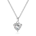 Elegante collana con ciondolo in zircone trasparente a cuore e catena in acciaio lucido - Colore Acciaio 45+5cm / Bianco