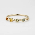 Macro view of five colorful gemstones set in a textured gold-plated silver band - US 6 / Yellow Series