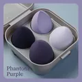 4-piece purple beauty sponge set with teardrop shapes in a grey storage case - Color Box 4Pcs Set / Magic Purple