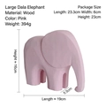 Pink wooden elephant figurine in large size with handcrafted natural wood texture - Elephant Large - Pink