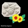 White sunflower and leaf silicone fondant mold for sugarcraft and clay art with floral details - Gray