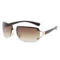 Rahmenlose Strass-Sonnenbrille mit braunen Verlaufsgläsern und goldenem Metallgestell - Goldener Rahmen Braunes Glas Braune Bügel