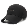 Black breathable sports baseball cap with mountain logo and laser-cut ventilation holes - Adjustable / Black