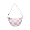 Bolso de media luna de punto a cuadros morados y blancos estilo Harajuku con correa ajustable - Morado
