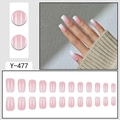 Kit de 24 faux ongles carrés dégradés rose et blanc avec présentation sur main de mannequin - Bout Carré Dégradé Rose (Y-477)