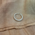 Vintage S925 sterling silver twist ring with adjustable open band in silver finish - JZ0649-Twisted Rope