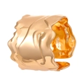 Close-up of golden wide cuff bracelet with irregular lava texture and wavy edges - Wrinkled Texture Open Ring (5511) / Gold