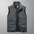 Men's dark grey quick-dry fishing vest with multi-pocket design and breathable mesh lining - M / Dark Blue