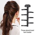 Detailansicht der Flechtthilfe für Haare und des französischen Zopf-Styling-Effekts - Schwarz Dreisträngiges Flechtwerkzeug