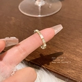 Luxury gold geometric ring with white mother of pearl and shimmering zircons inlay - Gold - Geometric Shell CZ