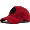 Berretto da baseball in camoscio rosso scuro con toppa circolare nera 'ENJOY LIFE' - Regolabile / Rosso
