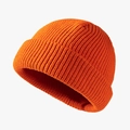 Vibrant orange acrylic knit beanie with folded cuff and thick winter texture - 56-58cm(Elastic) / Neon Orange