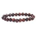 Handgefertigtes Armband aus roten Tigeraugen-Natursteinen mit hochpolierten Rundperlen - Rotes Tigerauge