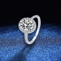Elegant S925 silver ring with a 2-carat oval moissanite and diamond halo - US 9 / 5*7mm High Carbon Stone