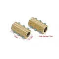 Detalle de la cuenta hexagonal de acero inoxidable dorado con dimensiones y agujero de 7mm - Hexágono De Letra-Agujero De 7mm