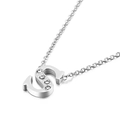 Polished silver stainless steel S-letter necklace featuring five sparkling crystal rhinestones - Letter S Style (KN88601-KLB)