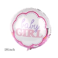 Detailed view of 18 inch round baby girl foil balloon with pink polka dots and text - 18 Inch Baby Girl