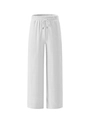 White wide leg striped corduroy trousers with adjustable drawstring elastic waist - White