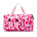 Pink leopard print sports gym bag with functional pockets and wet dry separation compartment - Pink