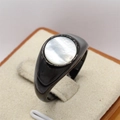 Black signet ring with white mother of pearl inlay for men and women stylish finish - Black Mother of Pearl