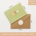 Vintage green floral greeting card set with brown kraft envelope and seal sticker - Style F - HK8019 Flower Whisper Card