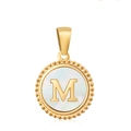 18K gold stainless steel necklace with mother of pearl shell pendant and letter M - Letter M