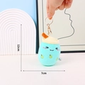 Mint green plush milk tea keychain with a cute face and gold metal ring 12cm - Gold Keychain / 12cm / Blue