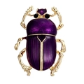 Vintage beetle brooch with purple enamel finish and gold-tone metal frame detailing - Purple Enamel Beetle
