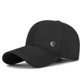 Classic black cotton baseball cap with silver metal logo for business casual style - Adjustable / Black