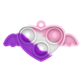 Rainbow heart-shaped angel wings pop it fidget toy keychain in purple and pink - 3 Bubbles Heart Wing Pop