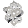 Set di palloncini bianchi e argento con forme a cuore e stella e palloncini con coriandoli - Argento