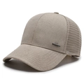 Casquette de baseball kaki pour hommes avec maille respirante et logo métallique latéral - Réglable / Kaki